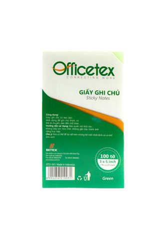 Giấy Ghi Chú OFFICETEX 3*5 Màu Xanh Lá