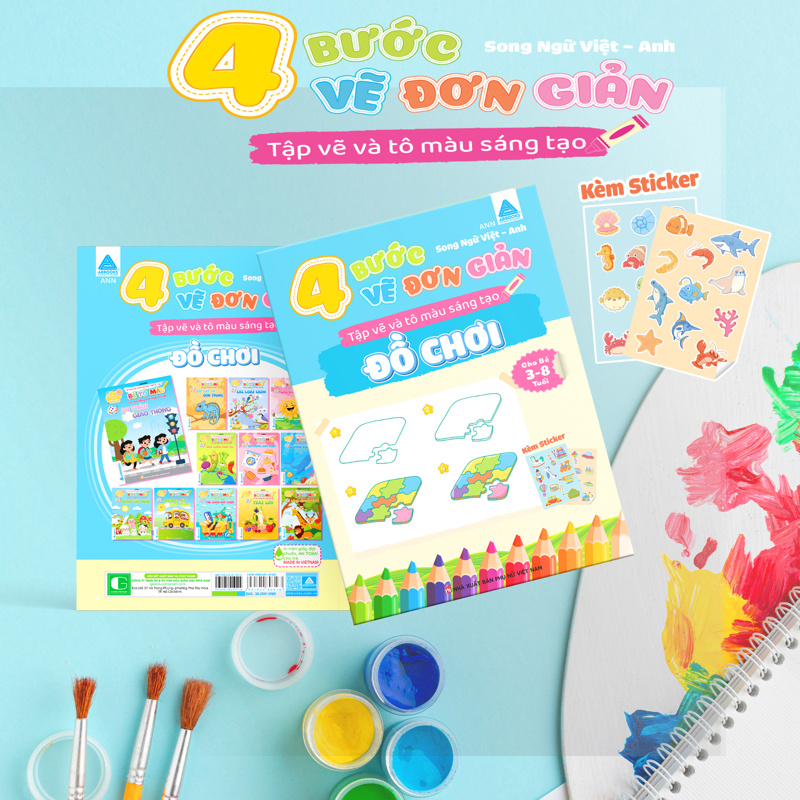 4 Bước Vẽ Đơn Giản - Tập Vẽ Và Tô Màu Sáng Tạo - Đồ Chơi