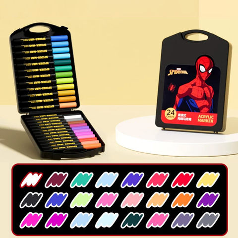 Unimass - Hộp 24 Cây Bút Lông Màu Vẽ Acrylic Spiderman A60190A1-24