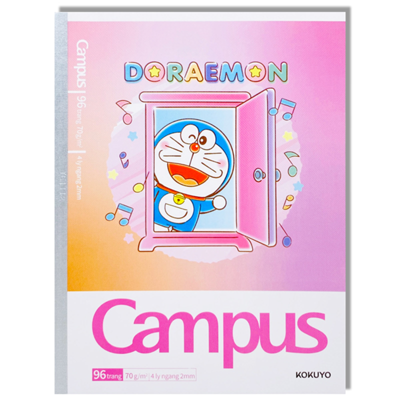 Campus - Tập Học Sinh 96Tr Doraemon A5 Đl100gsm 4 Ô Ly Vuông NB-A5Ol96DOR-01 (Giao mẫu ngẫu nhiên)
