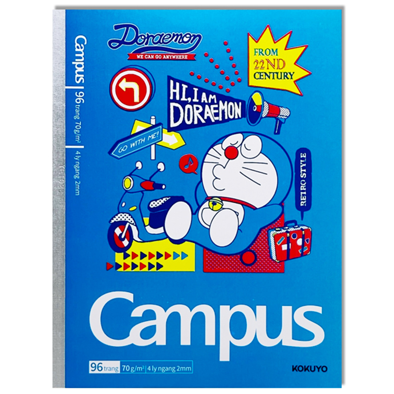 Campus - Tập Học Sinh 96Tr Doraemon A5 Đl100gsm 4 Ô Ly Vuông NB-A5Ol96DOR-01 (Giao mẫu ngẫu nhiên)
