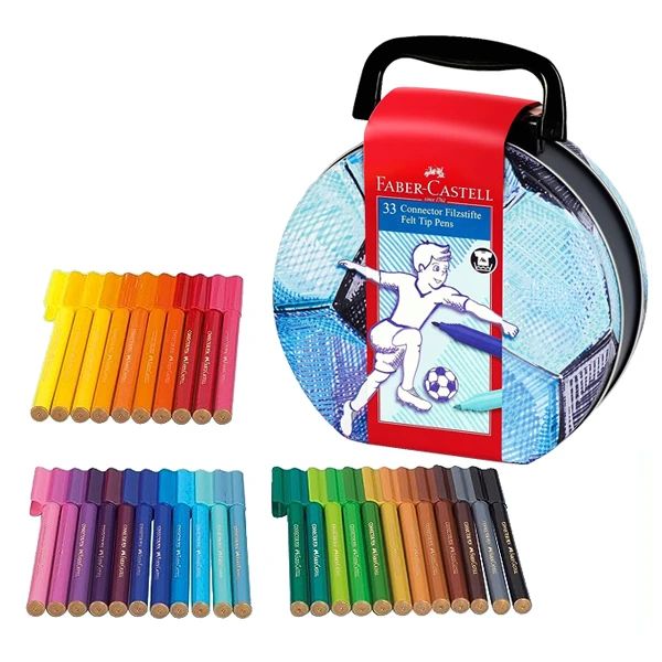FABER- HỘP BÚT LÔNG MÀU CONNNECTOR,BÓNG ĐÁ 33 MÀU (COX-0056)