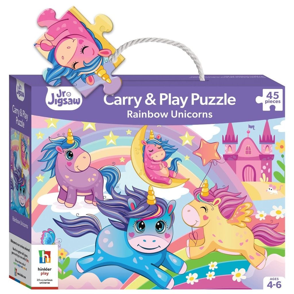 45 Piece Junior Jigsaw Carry & Play Rainbow Unicorns