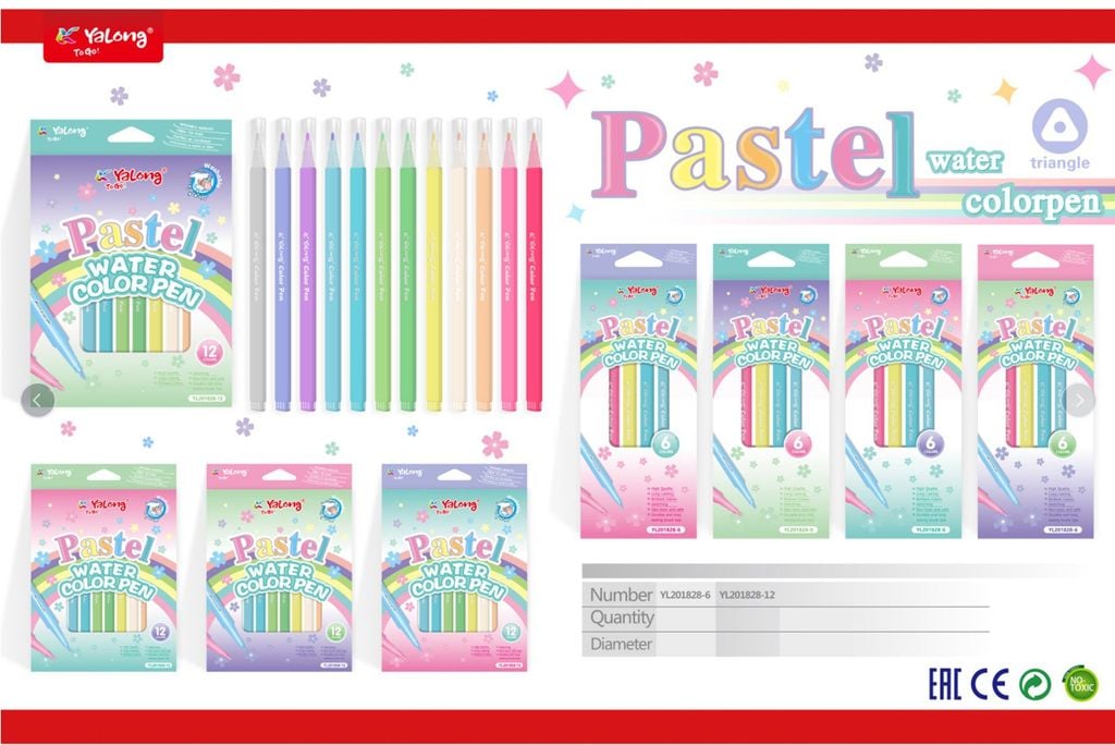 HỘP 12 CÂY VIẾT LÔNG MÀU PASTEL YL201828-12