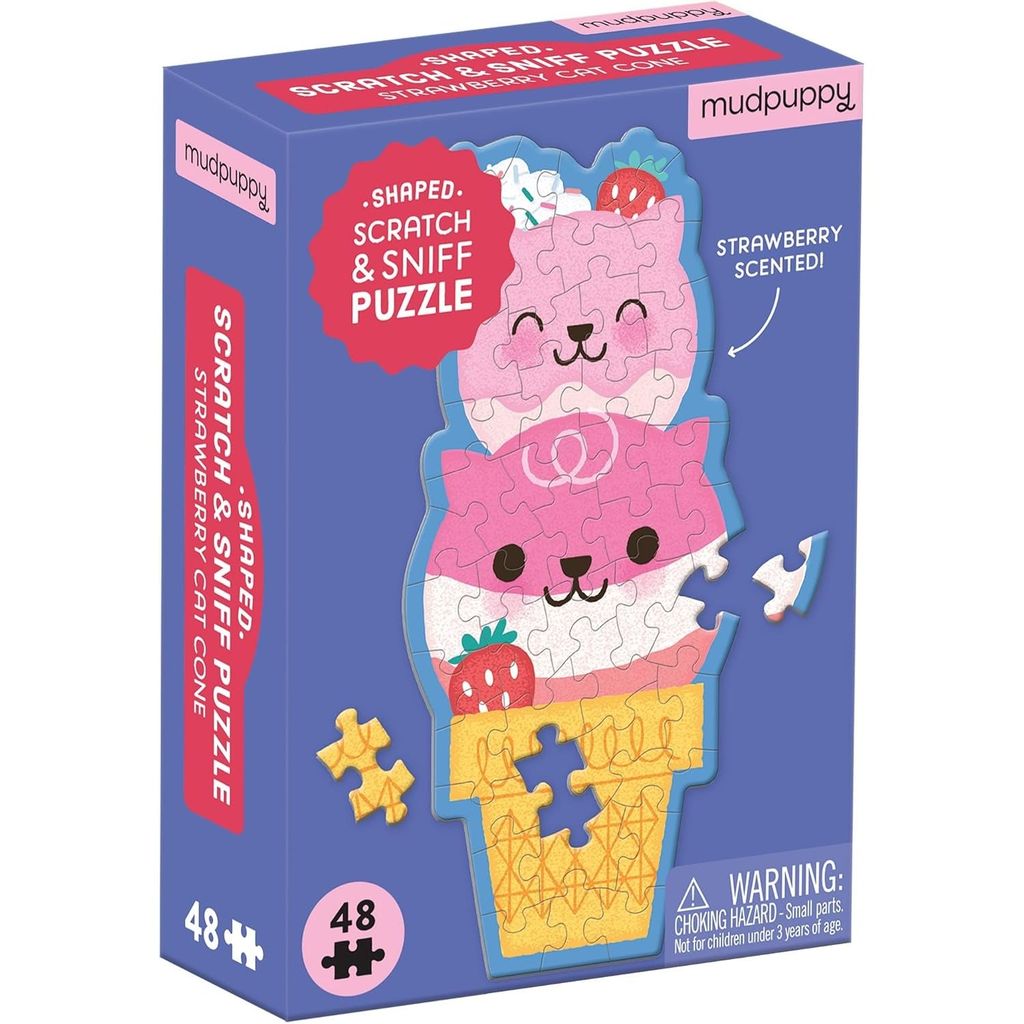 48 Scratch & Sniff Puzzle: Strawberry Cat Cone