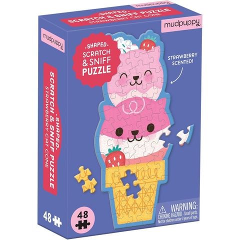 48 Scratch & Sniff Puzzle: Strawberry Cat Cone