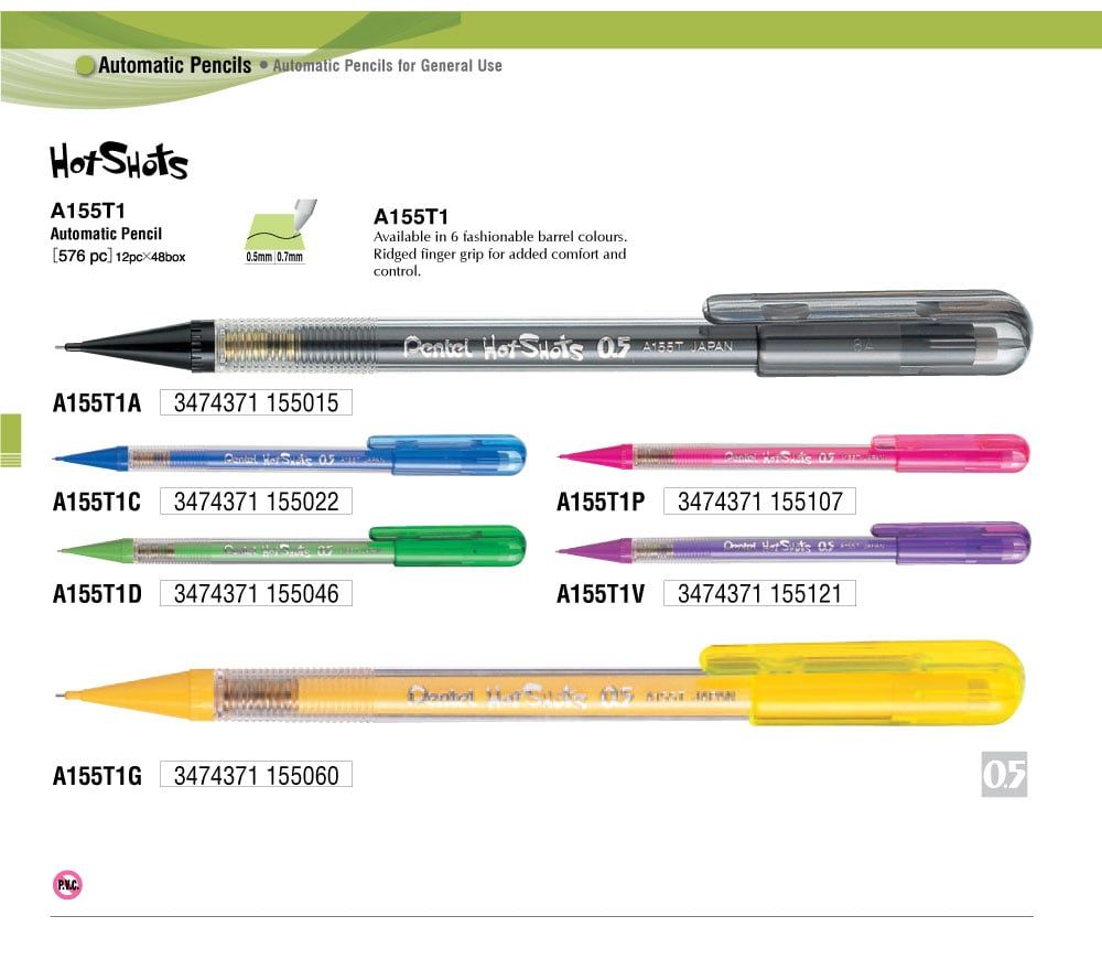 Pentel Bút Chì Bấm , Nắp Đậy - Xanh A155T
