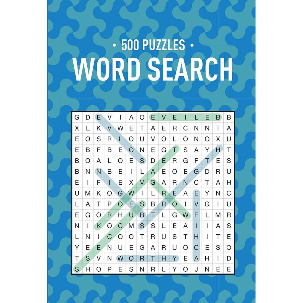 500 Puzzles Book - Word Search - Aqua & Blue Geometric