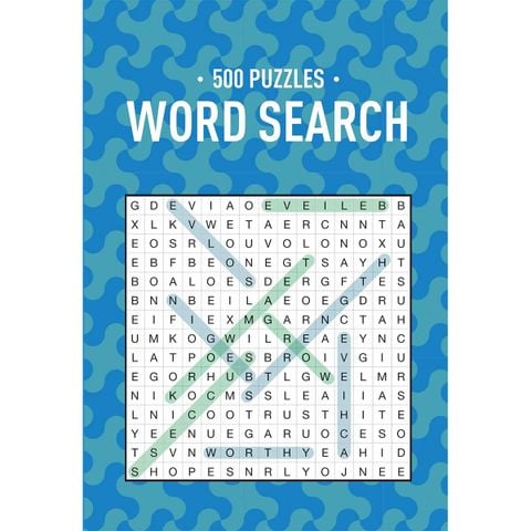 500 Puzzles Book - Word Search - Aqua & Blue Geometric