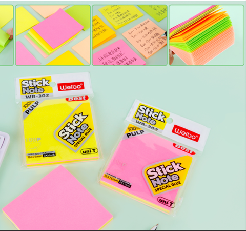 Giấy Note Vuông 7.6*7.6Cm 100 Tờ Wb-302Yd（3*3） H/24 (Thnk098)