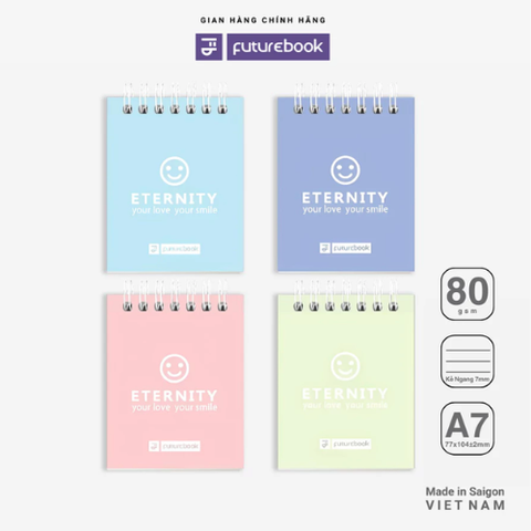 Sổ Lò Xo Bìa Kim Tuyến A7 Kẻ Ngang 160 trang 80gsm FUTUREBOOK