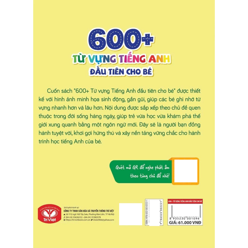 600+ Từ Vựng Tiếng Anh Đầu Tiên Cho Bé