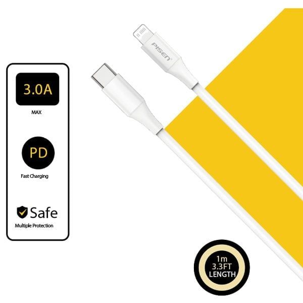 CÁP SẠC PISEN CL-PD-1000 (GLB)QUICK - MR WHITE LIGHTNING USB-C 1M (AD-0037)