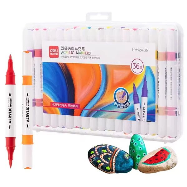 BÚT ACRYLIC MARKER 2 ĐẦU 36 MÀU HM924-36 (0639-DELI)