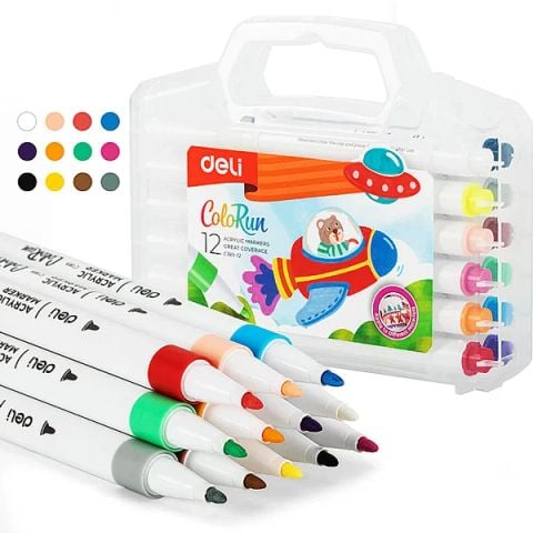 BÚT MARKER ACRYLIC 12 MÀU/HỘP - EC189-12 (0639-DELI)