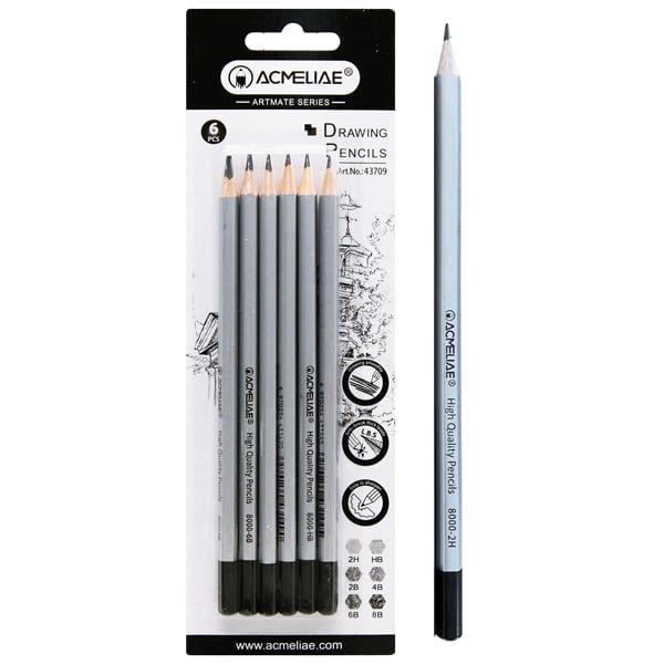 VỈ 6 CÂY VIẾT CHÌ GỖ MỸ THUẬT 43709 (THNK092)