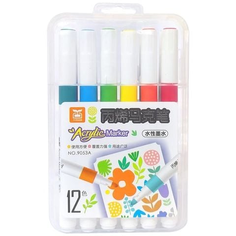 Hộp 12 Bút Dạ Màu Acrylic Marker - 9053A