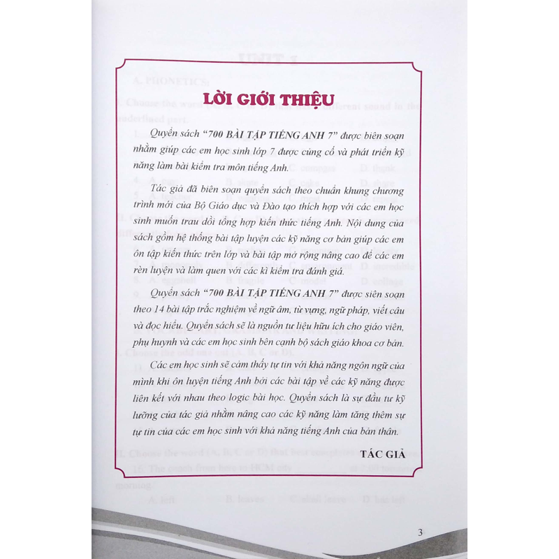 700 Bài Tập Tiếng Anh 7 (Chương Trình Mới)
