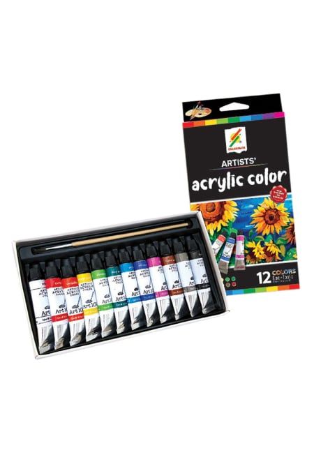 Hộp Giấy 12 Tuýp Màu Vẽ Acrylic CM-ACRYLIC-12P