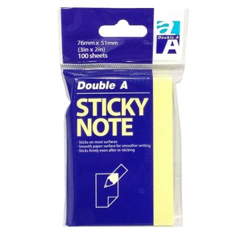 DOUBLE A - GIẤY NOTE 3x2 DOUBLE A (76x51)-VÀNG (VT)