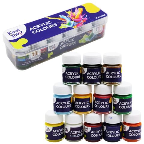 MÀU NƯỚC ACRYLIC 12 MÀU KORES KOOL TOOLZ (10ML/ MÀU) 10H/LỐC (0013-ĐĐ)