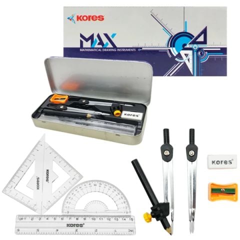 BỘ COMPA, EKE, THƯỚC KẺ KORES AMBASSADOR MAX GEOMETRY 10H/LỐC (0013-ĐĐ)