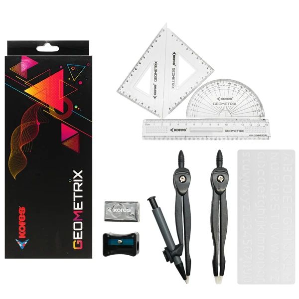 BỘ COMPA, EKE, THƯỚC KẺ KORES AMBASSADOR GEOMETRIC 10H/LỐC (0013-ĐĐ)