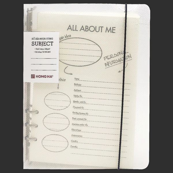 HH - SỔ BÌA NHỰA TRONG SUBJECT A5 KẺ NGANG, 200 TRANG, ĐL 100/76-78% (THKG0064)