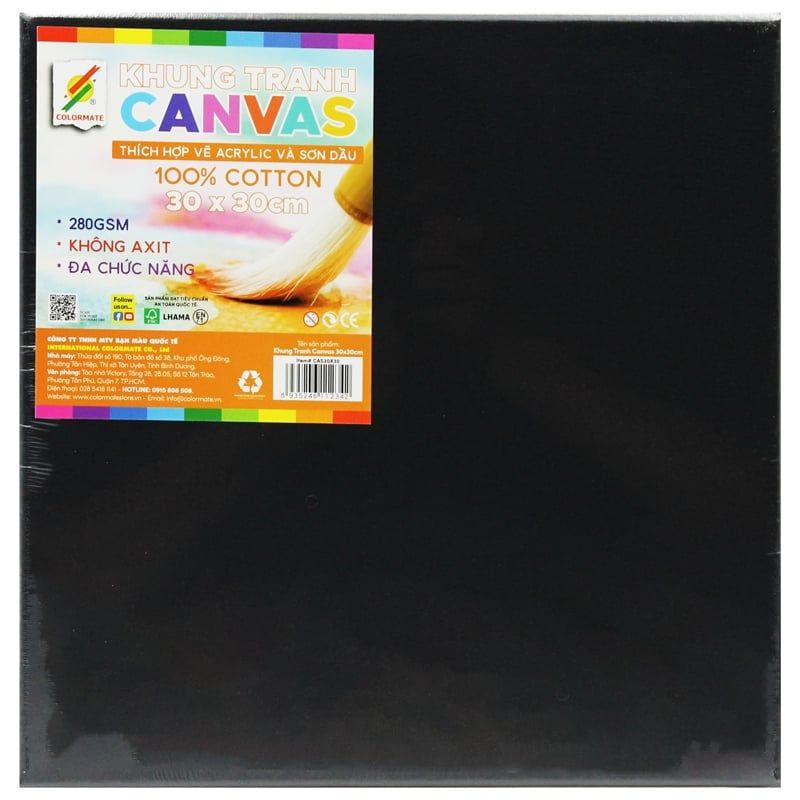 Khung Tranh Canvas 30 x 30 cm - Colormate CAS30X30 - Màu Đen