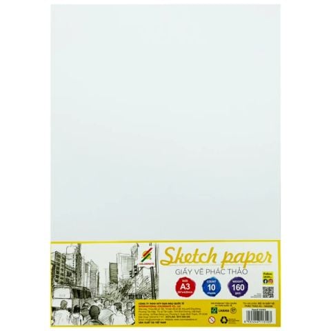 BỘ 10 GIẤY VẼ PHÁC THẢO A3 - 160GSM (0170-BMQT)