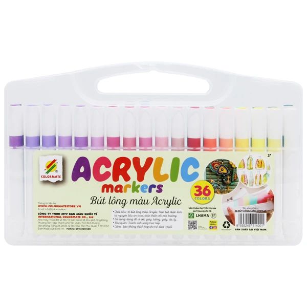 COLORMATE - BỘ 36 BÚT LÔNG MÀU ACRYLIC (BM-0170)