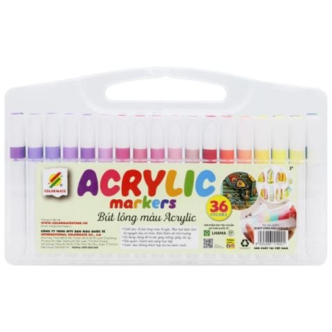 COLORMATE - BỘ 36 BÚT LÔNG MÀU ACRYLIC (BM-0170)