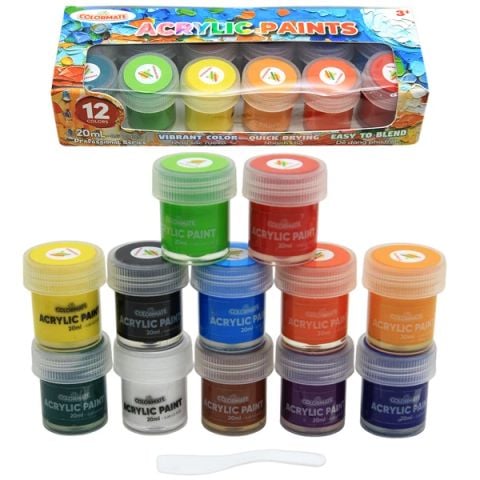 COLORMATE - 12 CHAI MÀU VẼ ACRYLIC 20ML (BM-0170)