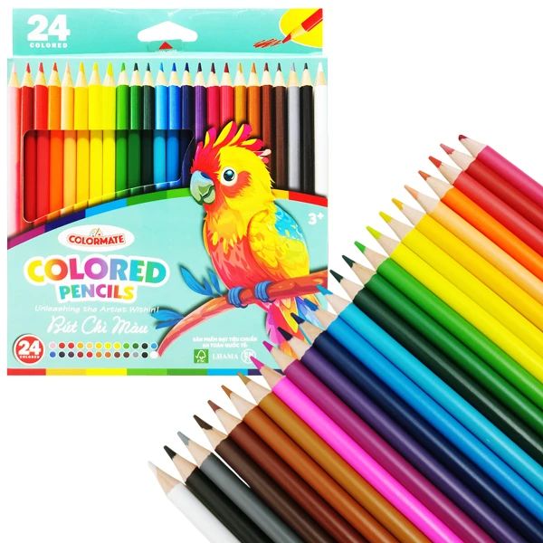 COLORMATE - HỘP GIẤY 24 CÂY CHÌ THÂN MÀU  - (BM-0170)