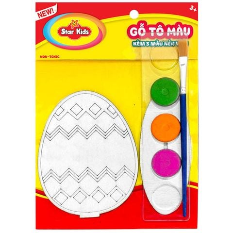 Bộ Đồ Chơi Gỗ Tô Màu Kèm 3 Màu Nén Viên - Star Kids K-253