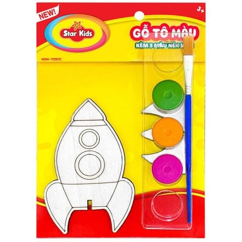 Bộ Đồ Chơi Gỗ Tô Màu Kèm 3 Màu Nén Viên - Star Kids K-254