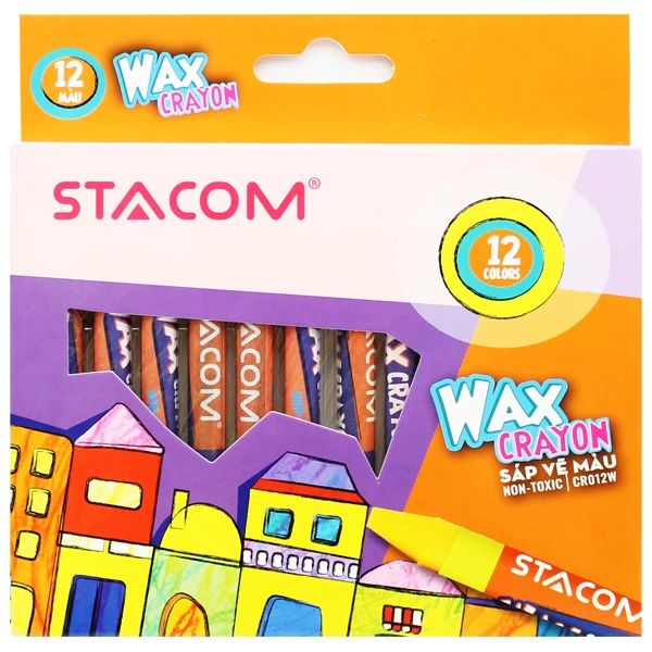 STACOM-CR012W-SÁP MÀU 12 MÀU WAX CRAYON(A5390)