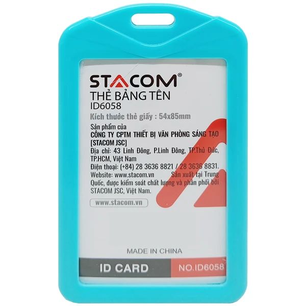 STACOM- BẢNG TÊN ID6058 NHỰA CỨNG ĐỨNG (54*85MM) (6C/H) (ST-5390)