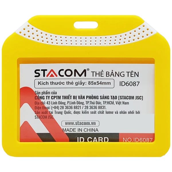 STACOM- BẢNG TÊN ID6087 NHỰA CỨNG NGANG (85*54MM) (6C/H) (ST-5390)