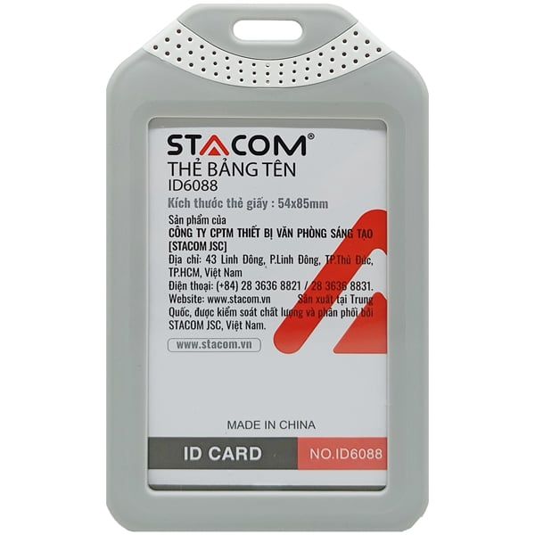 STACOM- BẢNG TÊN ID6088 NHỰA CỨNG ĐỨNG (54*85MM) (6C/H) (ST-5390)