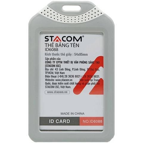 STACOM- BẢNG TÊN ID6088 NHỰA CỨNG ĐỨNG (54*85MM) (6C/H) (ST-5390)