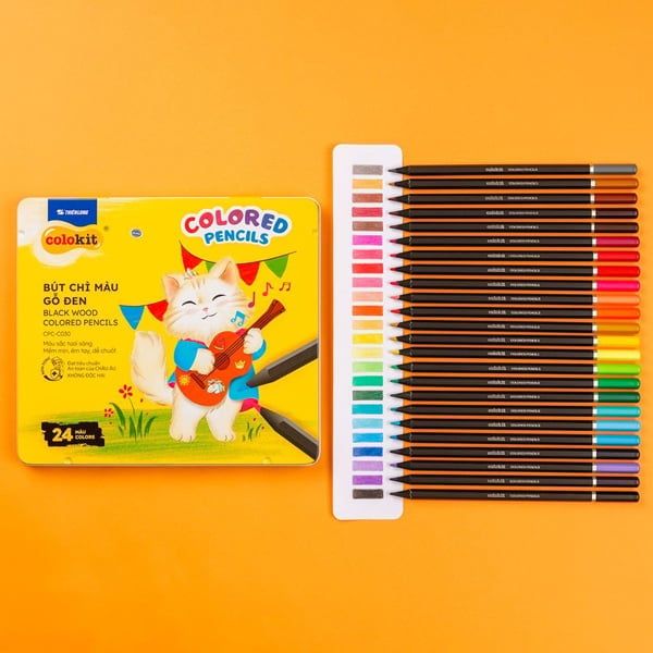 BÚT CHÌ MÀU THÂN GỖ ĐEN CPC-C030 24 MÀU (5404-TL)