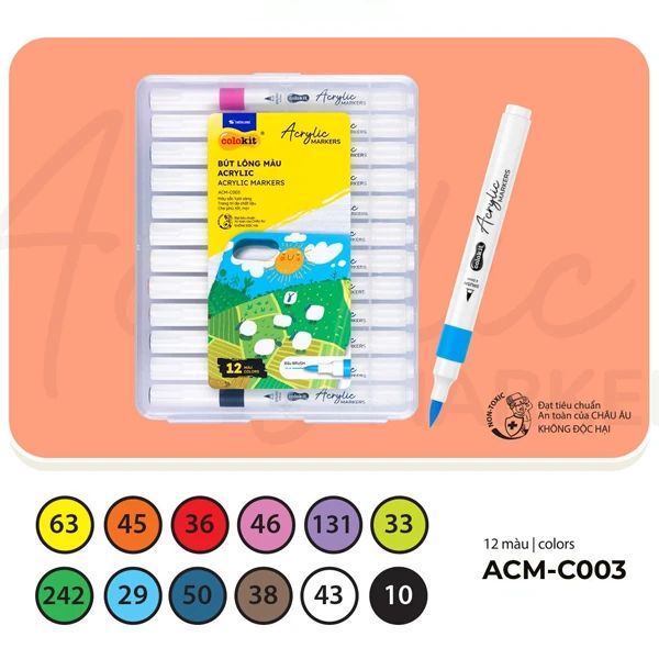 BÚT LÔNG MÀU ACRYLIC 1Đ ACM-C003 12 MÀU (5404-TL)