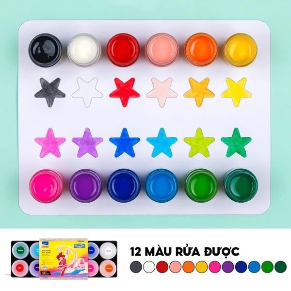MÀU NƯỚC RỬA ĐƯỢC SWP-C004/AK KHAY 12 MÀU (5404-TL)
