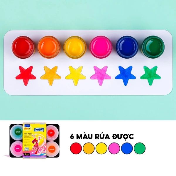 MÀU NƯỚC RỬA ĐƯỢC SWP-C003/AK KHAY 6 MÀU (5404-TL)