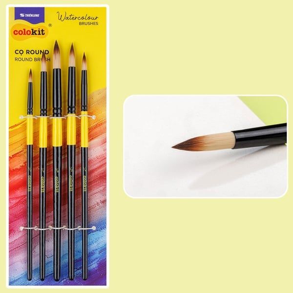 BỘ CỌ VẼ MÀU NƯỚC 5 CÂY ĐẦU TRÒN BRW-C004 (5404-TL)