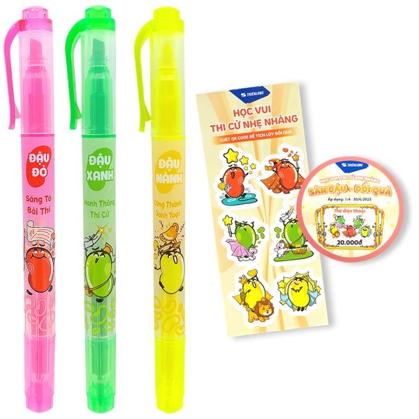 BÚT DẠ QUANG HL-03/LUCK TÚI 3 BÚT 3 MÀU (5404-TL)