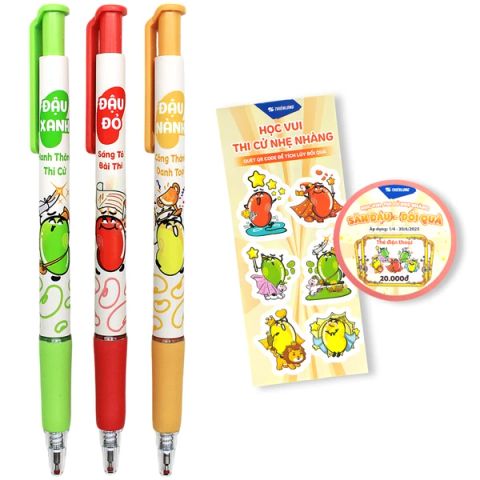 BÚT GEL BI GELB-046/LUCK XANH TÚI 3 BÚT (5404-TL)