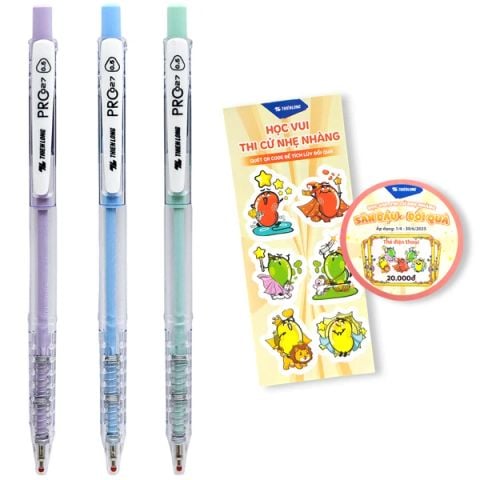 BÚT BI TL-105 XANH /LUCK VỈ 3 CÂY (5404-TL)