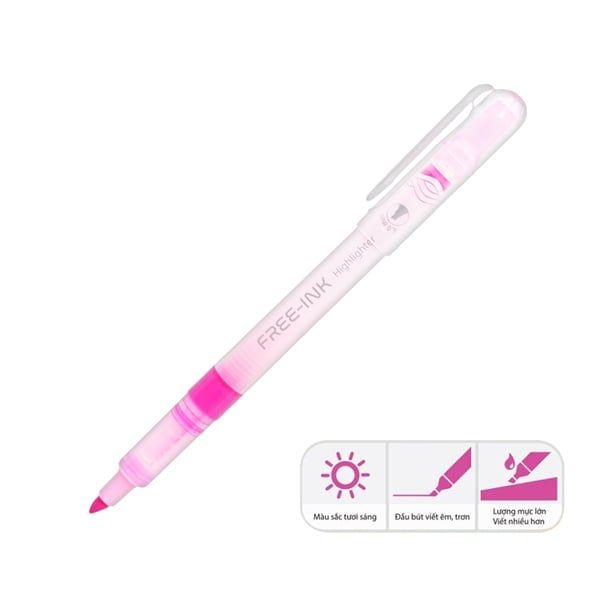 BÚT DẠ QUANG FREE INK HL-020 HỒNG HỘP 10 (5404-TL)